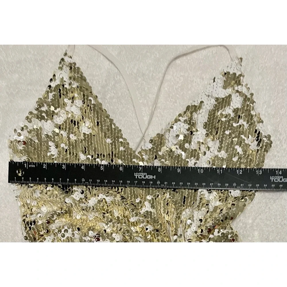 L'Atiste Formal Romper Womens Gold Party Club Sequin Size Small S Bachelorette - Picture 5 of 9